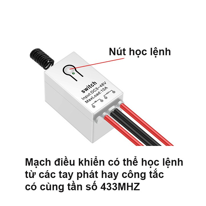 Mạch điều khiển từ xa 5V 6V 12V 24V 36V 48V dùng điện 1 chiều DC