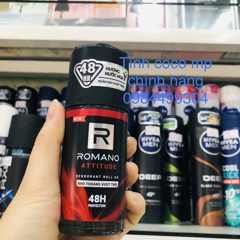 Lăn khử mùi romano Attitude 50ml,khử mùi cơ thể nam giới, kháng khuẩn,giảm tiết mồ hôi,hương nước hoa,lọ 50ml