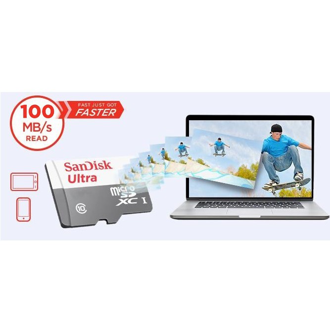 Thẻ nhớ MicroSDXC SanDisk Ultra 32GB / 64GB / 128GB 667x 100MB/s - New Model (Xám)