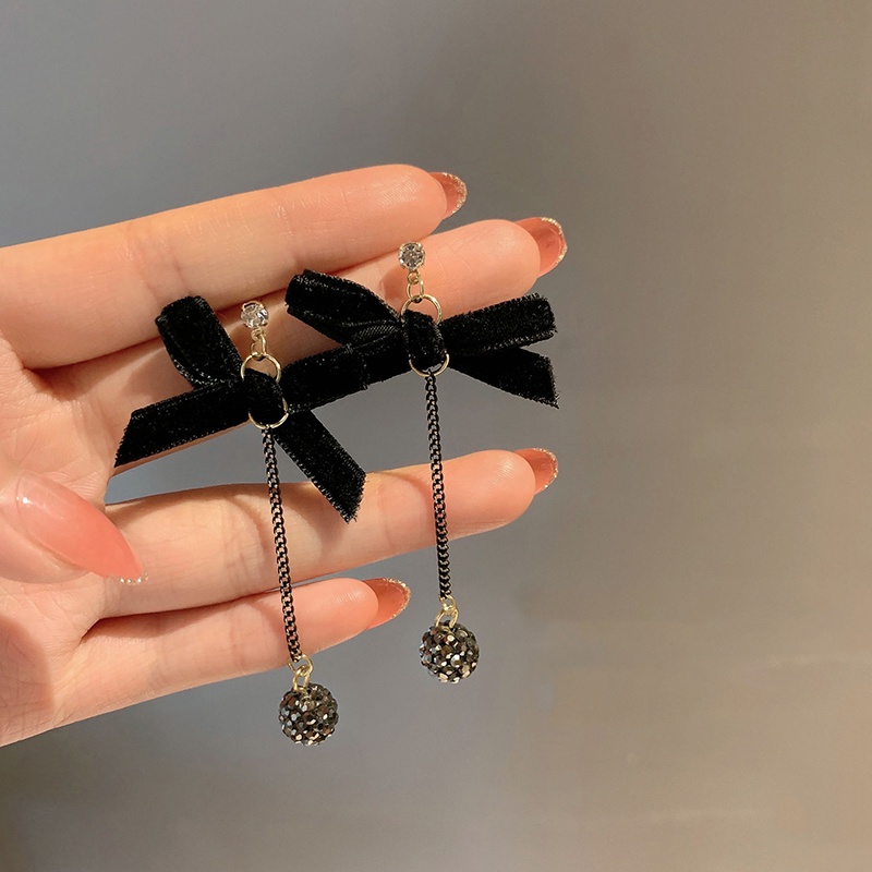 Bông Tai Hình Nơ Phối Tua Rua Phong Cách Vintage Dành Cho Nữ