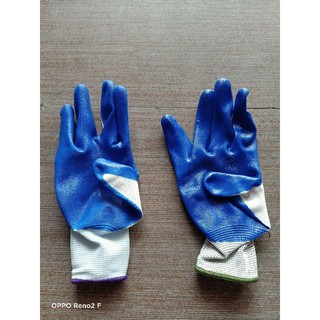 Găng tay sợi pu phủ sơn xanh