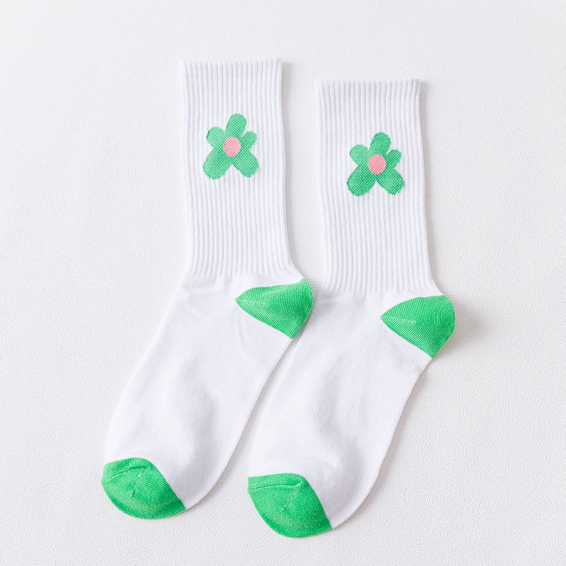 WAFNHA D379 Vớ Cổ Vừa In Hoa Phong Cách Hàn Quốc Thời Trang Cho Cặp Đôi