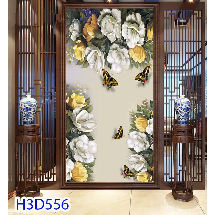 Tranh Dán Tường 3D/ Tranh Phòng Ngủ/ Hoa Bên Cửa, 556