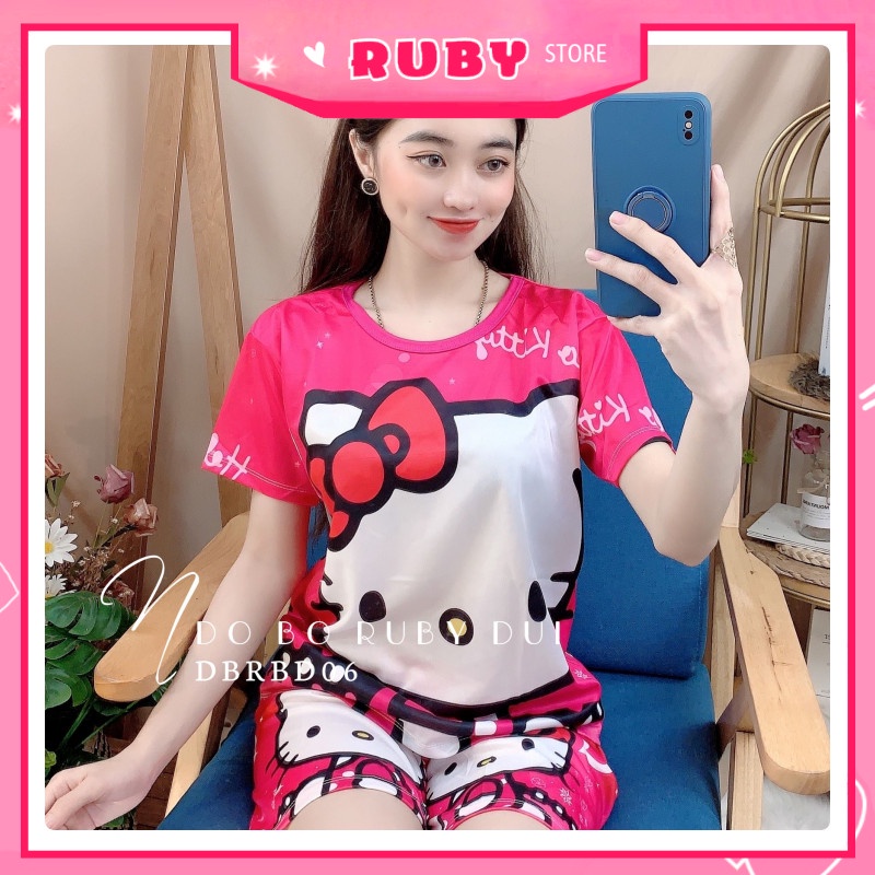 Đồ bộ bé gái Kitty BIG SIZE ❤ Set bộ mẹ và bé Size Đại (5KG - 70KG) chất thun mịn mát co giãn thoải mái  DBRBD