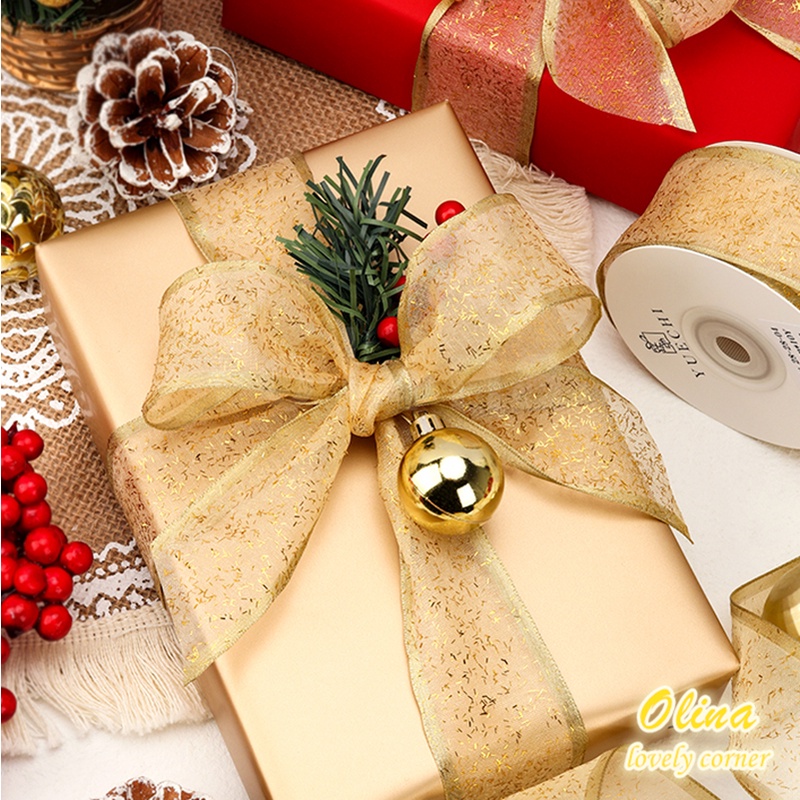 Cuộn dây ruy băng tùy chọn màu sắc rộng 4cm dài 9.1m để gói quà giáng sinh