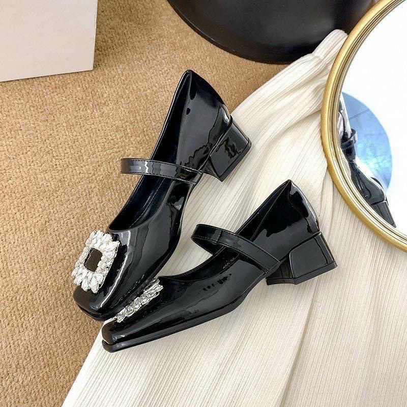 Giày cao gót bít mũi gót vuông 3cm mã CD55