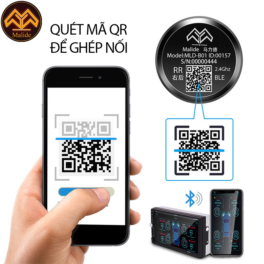 [CHÍNH HÃNG] Cảm biến áp suất lốp van ngoài Malide cao cấp kết nối APP điện thoại độc quyền - Model MLDB01