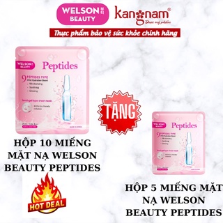 Mặt Nạ Cấp Ẩm Welson Beauty Peptides Hộp 10 miếng tặng thêm Hộp 5 miếng
