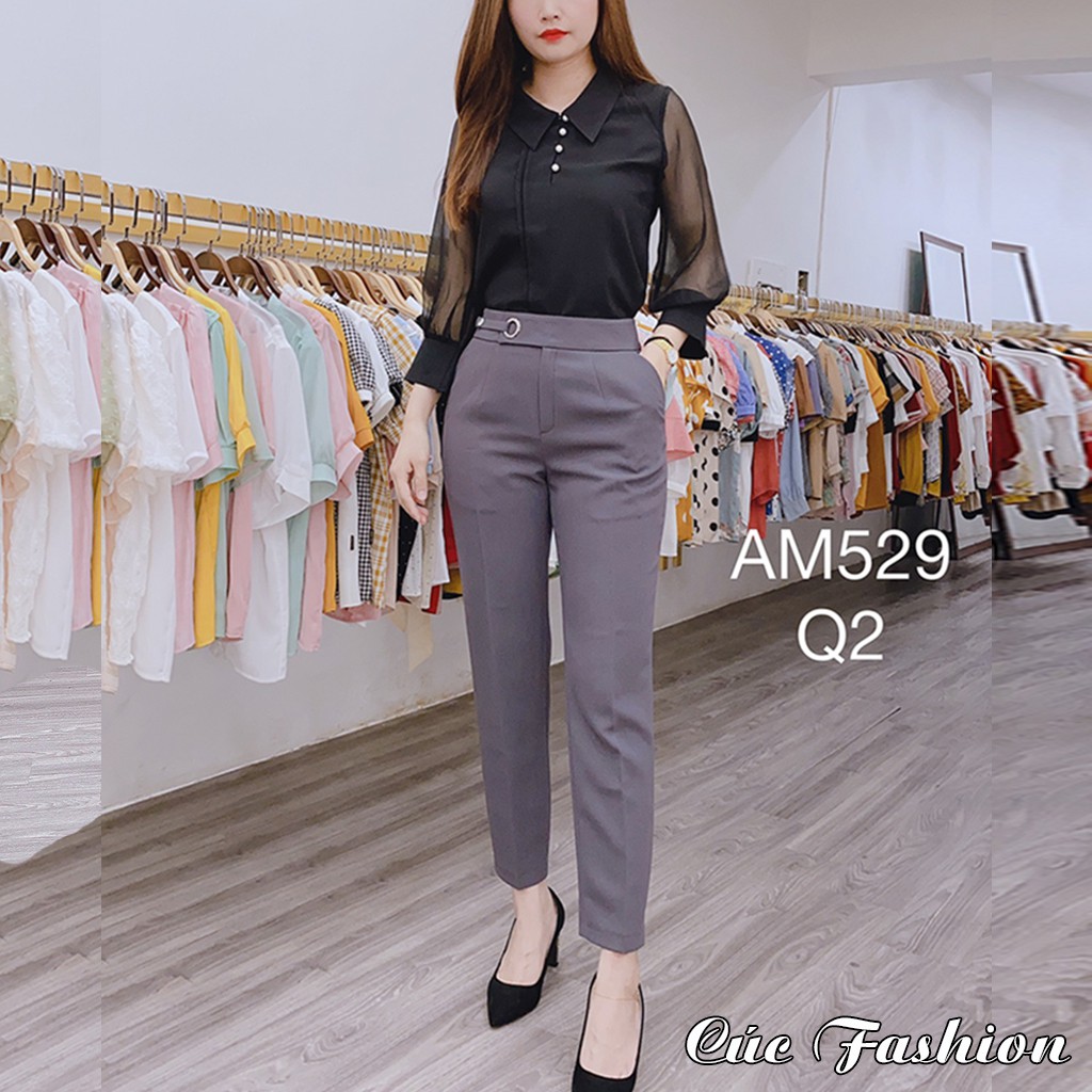 Quần baggy nữ cao cấp công sở đẹp Cúc Fashion Q2 quần bagy móc ore cúc sắt