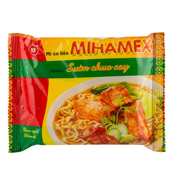 Mì sườn chua cay mihamex gói 60g ăn liền 1k 3 hảo ba an tôm miền hảo chua gấu thùng 30 bình đại indomie trẻ em cay đỏ