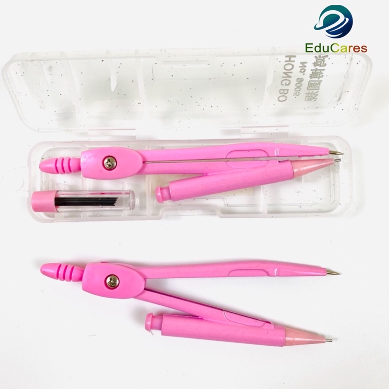 Compa chì kim bấm 2 màu xanh, hồng - Kèm ruột chì kim thay thế tiện dụng