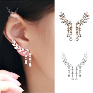 Phụ Kiện Bông Tai Hình Chiếc Lá Đính Đá Pha Lê Thời Trang Dành Cho Nữ Sy1
