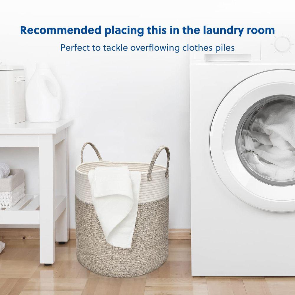 Giỏ Đựng Đồ Giặt Bằng Dây Cotton Bện Sợi Thừng Sắp Xếp Gọn Gàng Trang Trí Nhà Cửa