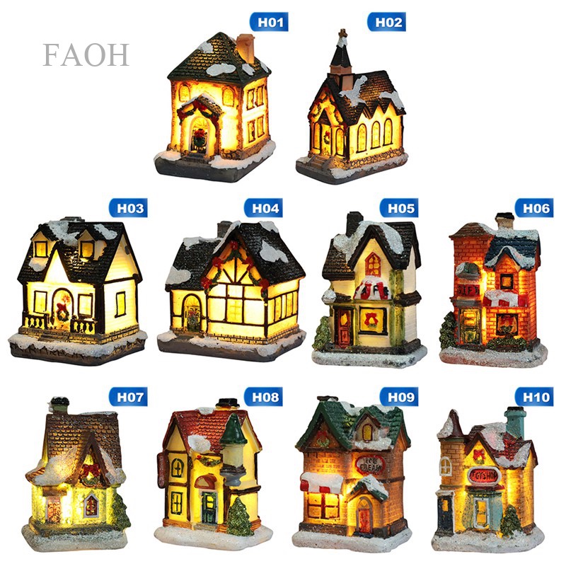 Mô hình ngôi nhà giáng sinh trang trí có đèn và âm thanh mới