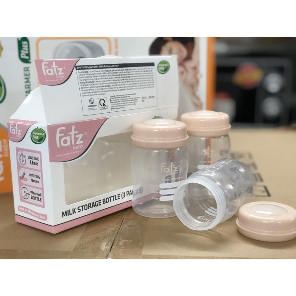 Bộ 3 bình trữ sữa cổ rộng 150ml Fatz Baby thương hiệu Hàn Quốc