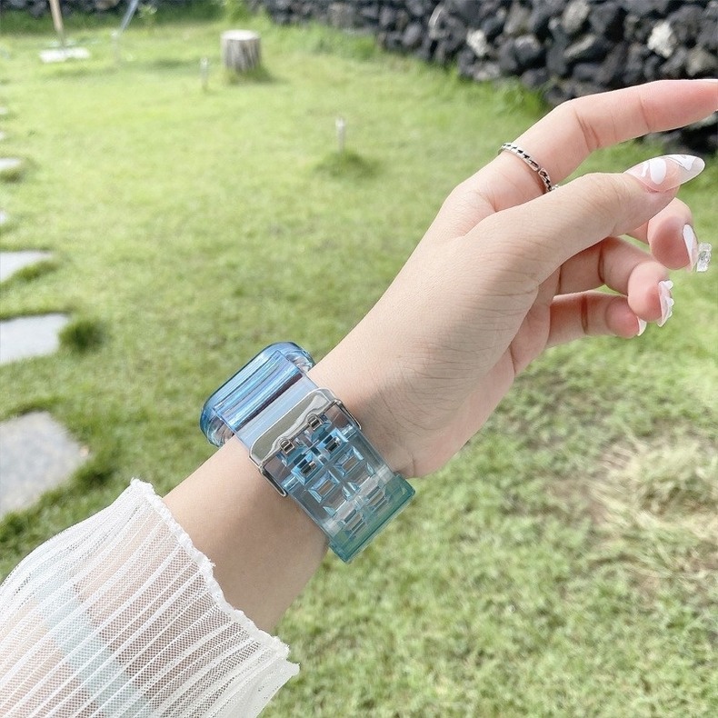 Dây đeo bằng silicone trong suốt thích hợp cho đồng hồ thông minh Apple Watch SE 6 5 4 3 iWatch 38 44 42 40 MM