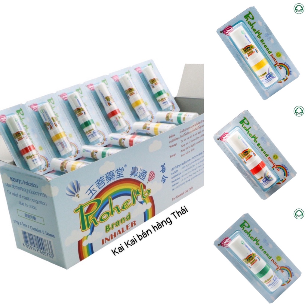 Yadom Thái Lan Phoherb Inhaler Ống hít mũi hương bạc hà thơm dịu