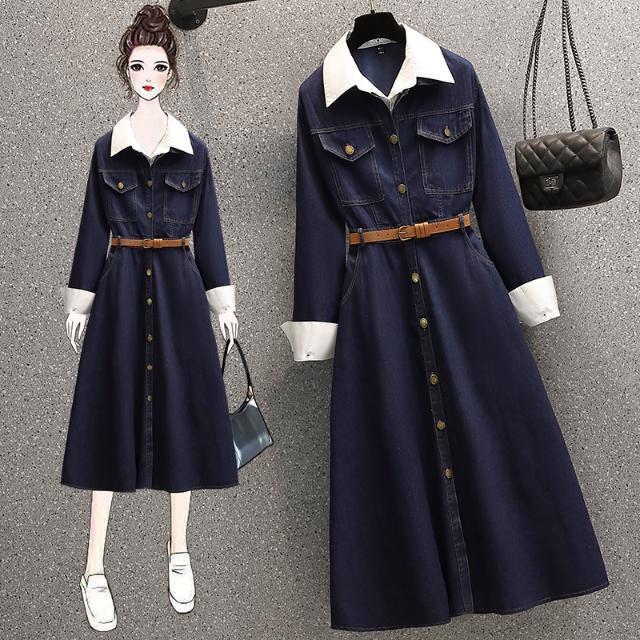 Đầm Sơ Mi Denim Thời Trang Mùa Thu 2022 Dành Cho Nữ