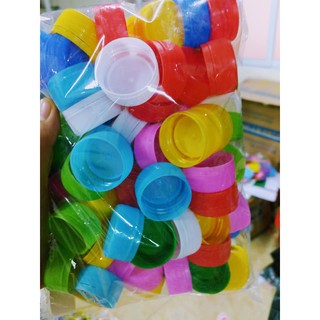100 Nắp chai nhựa nhiều màu - thủ công mầm non