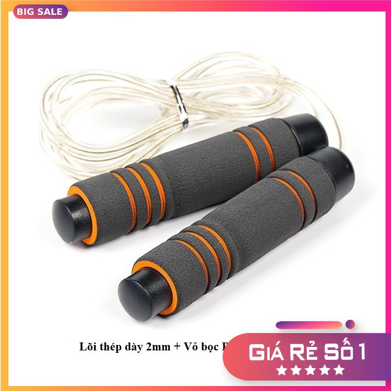 Dây nhảy thể dục lõi THÉP TS-02 2mm, dây tập 2 lớp dày 4.5mm bền nhẹ cao cấp