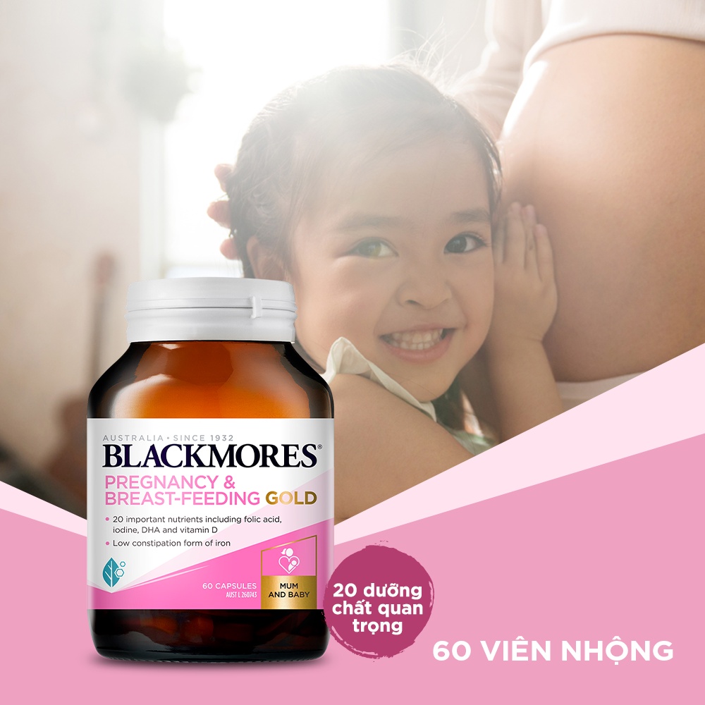 Combo 2 Lọ Vitamin Tổng Hợp Cho Bà Bầu Và Mẹ Cho Con Bú Blackmores Pregnancy & Breast-Feeding Gold 60 Viên/Lọ