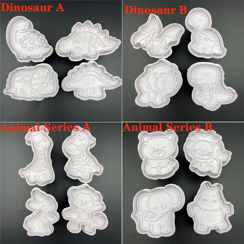 JANE Set 4 Khuôn Nhựa Làm Bánh Quy Đa Năng Tiện Dụng Hình Động Vật Xinh Xắn