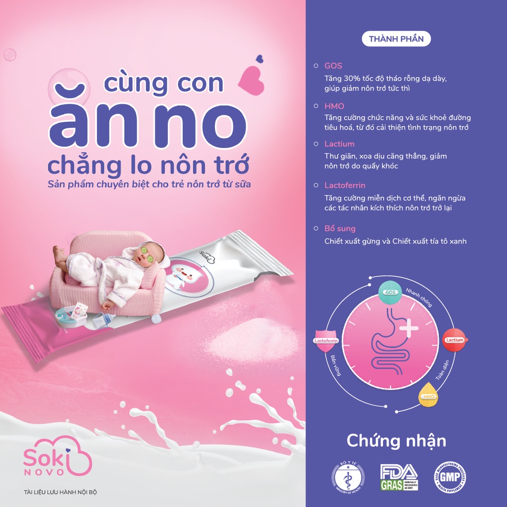 Combo 3 Bột Hòa Tan SOKI NOVO Giảm Nôn Trớ Cho Trẻ Tăng Cường Sức Khỏe Đường Tiêu Hóa - 3 hộp,18 gói/ hộp