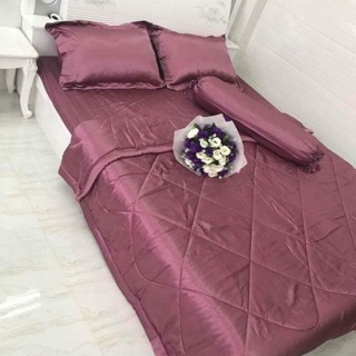 Bộ ga phi lụa thái Tuấn 5 món 1m6 (hình tự chụp 100%)