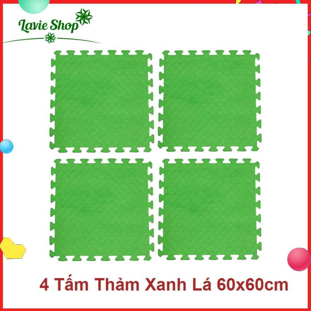 Bộ 4 Miếng Thảm Xốp Mềm Lót Sàn Màu Xanh Lá  Chuối 60x60cm