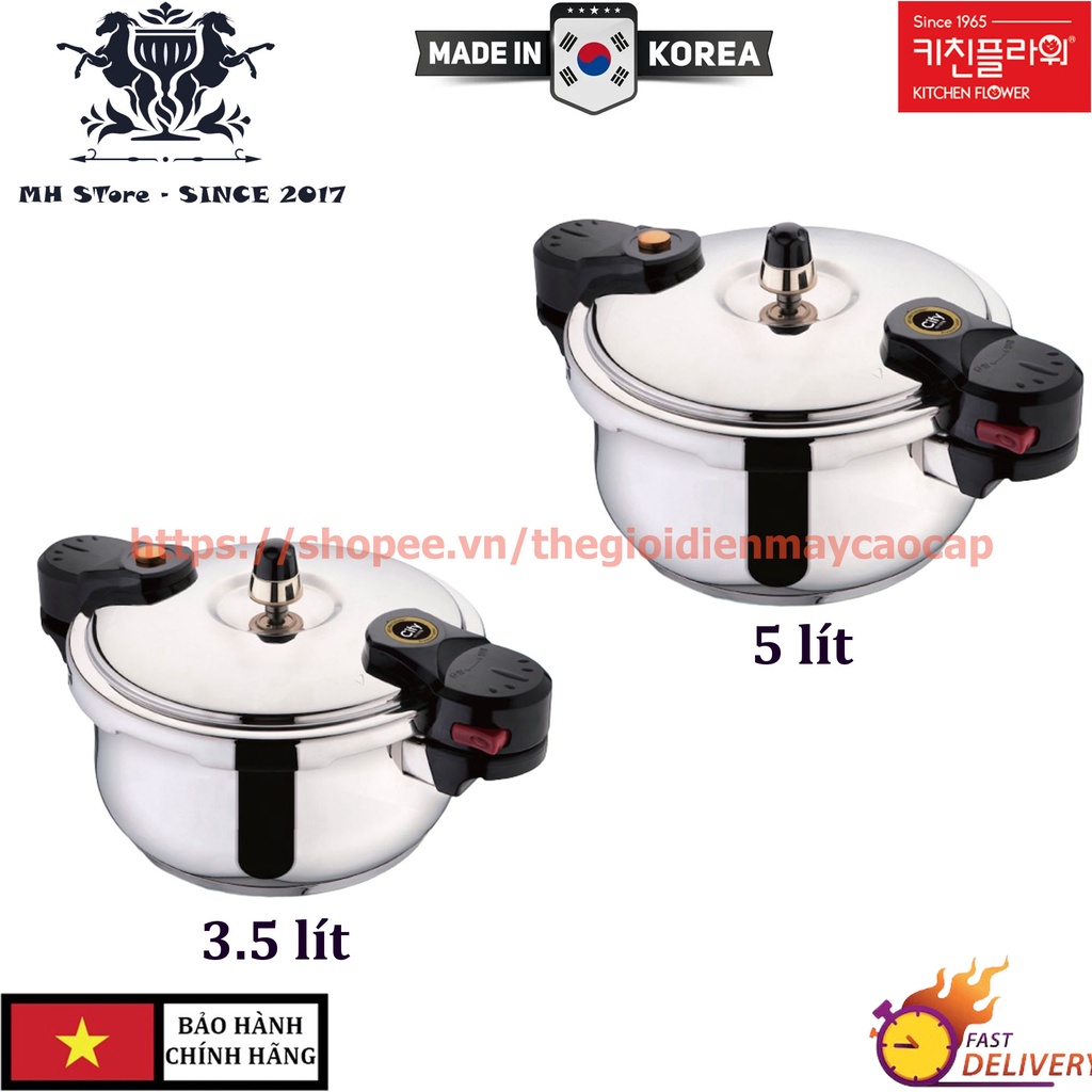 Nồi áp suất inox đúc nguyên khối dùng được cho bếp từ Kitchen Flower Platina 3.5 và 5 lít