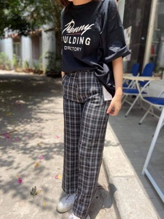 Quần culottes kẻ đen