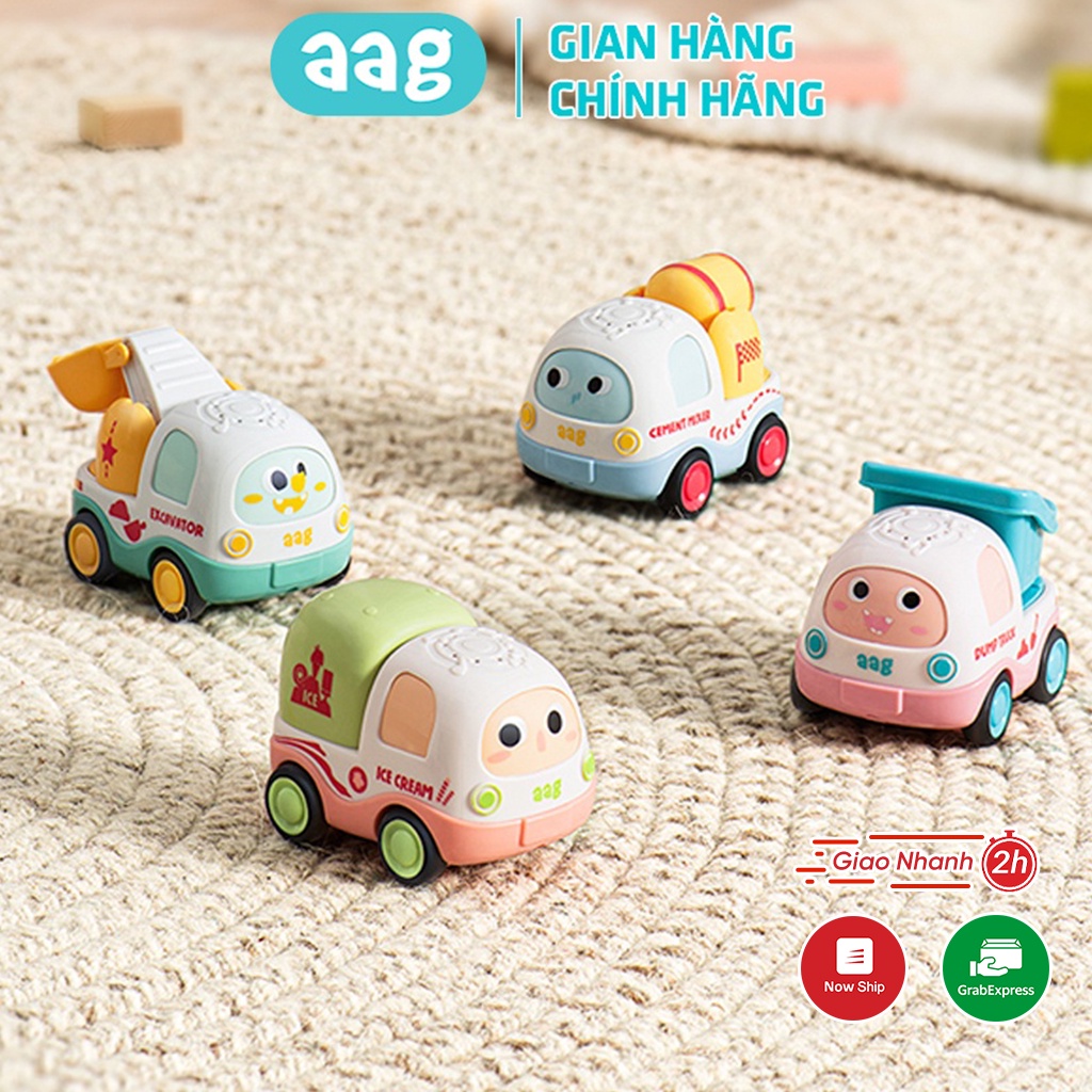 Đồ chơi trẻ em AAG2107008-1 bộ 4 xe ô tô thông minh tích hợp phát nhạc cho bé