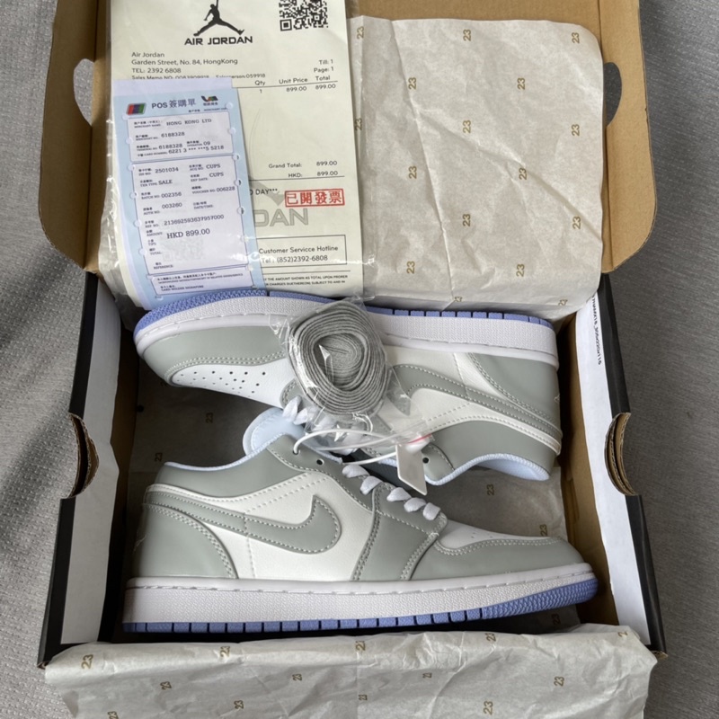 Jd xám đế xanh cổ thấp, giày thể thao sneaker nam nữ, da nhăn đế khâu lót nhung 1:1