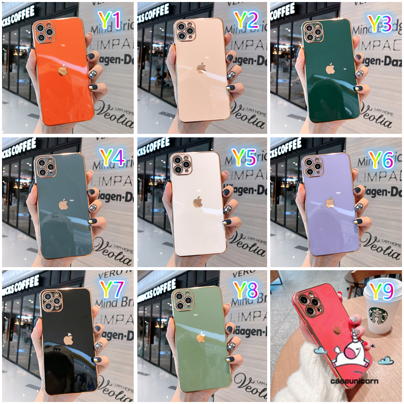 Luxury Case iPhone 6 6s 7 8 Plus 6D Plating Case Silicone Soft TPU Phone Case For iPhone 12 Pro 6plus 6splus X XR SE 2020 Shockproof Straight Cube Square Protective cover