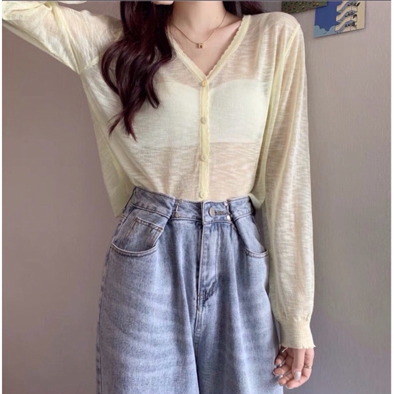 áo len khoác mỏng cardigan 5 khuy (cúc) kiểu màu pastel nhẹ nhàng (70069#) | BigBuy360 - bigbuy360.vn