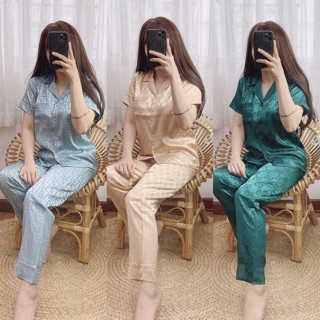 (FreeSize Gấm) Đồ Bộ Pijama Gấm - Tay Ngắn Quần Dài (P2)