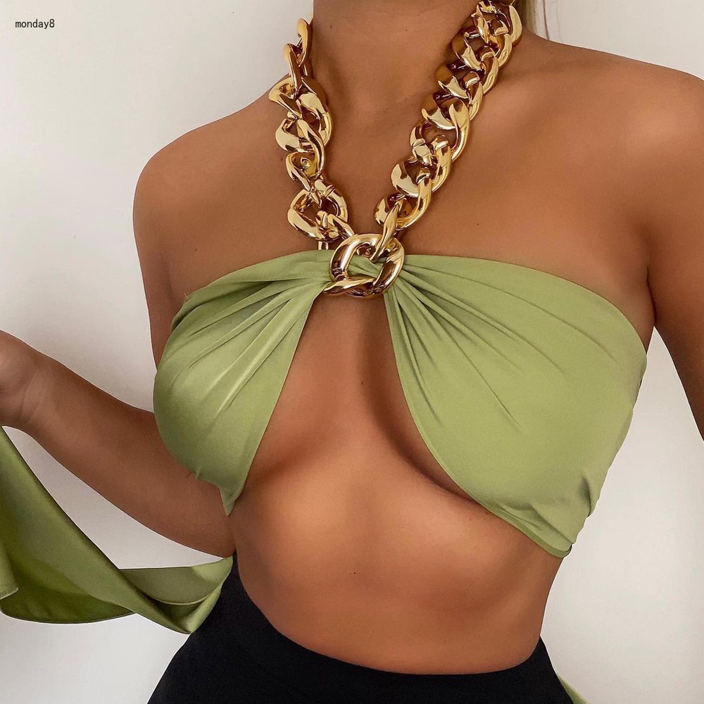 Áo Crop Top Phối Dây Xích Phong Cách Mùa Hè Gợi Cảm Thứ Hai8