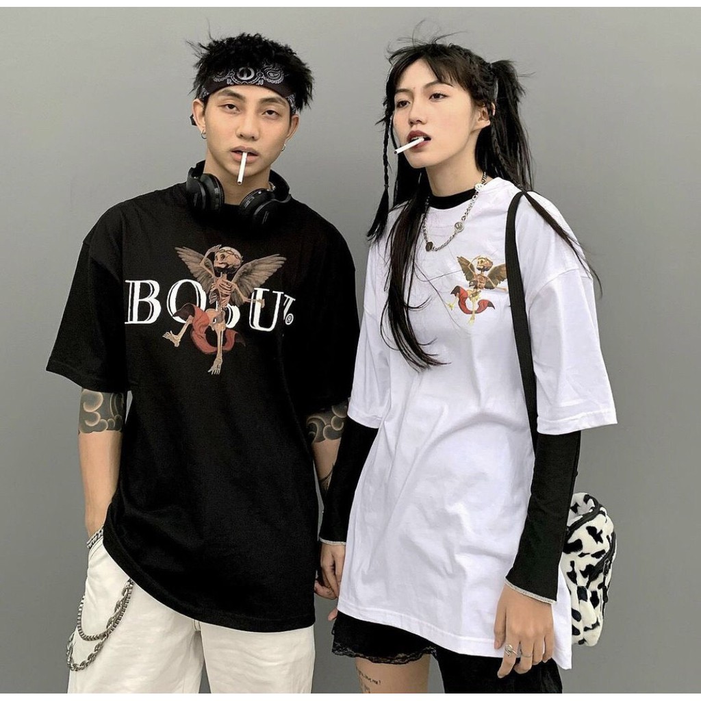 Áo thun bobui local brand thiên thần logo Nam nữ cotton full tag