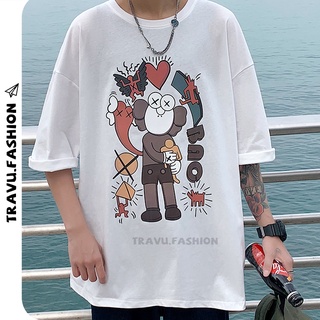 Áo thun tay lỡ form rộng unisex chất cotton mịn mát co dãn 4 chiều in KAWS 1 TL839