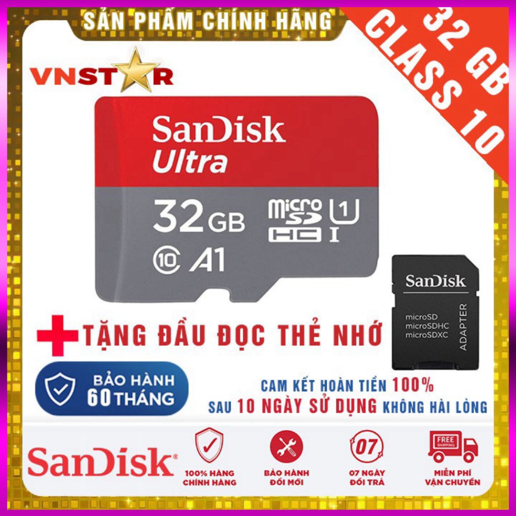 FREE SHIP Thẻ Nhớ SanDisk Ultra 32/16GB Chuyên Dùng Cho Camera, Điện Thoại 80MB/S - Sản Phẩm Chính Hãng ....! | BigBuy360 - bigbuy360.vn