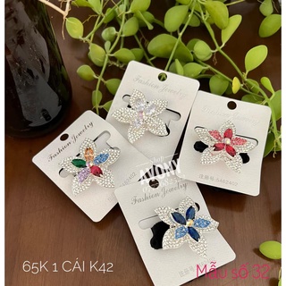 Cột tóc nhung, buộc tóc đính đá trắng và pha lê hình hoa