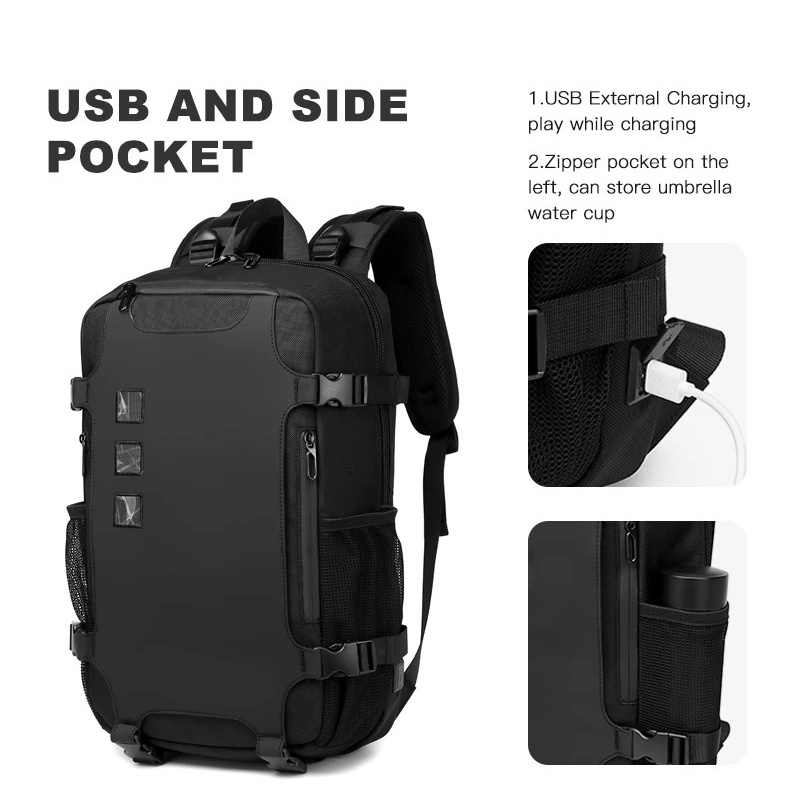 OZUKO Men's Backpack Large Capacity 15.6&quot; Laptop Bag Multifunctional Teenager Schoolbag Male Waterproof Travel Bag with USB Charge