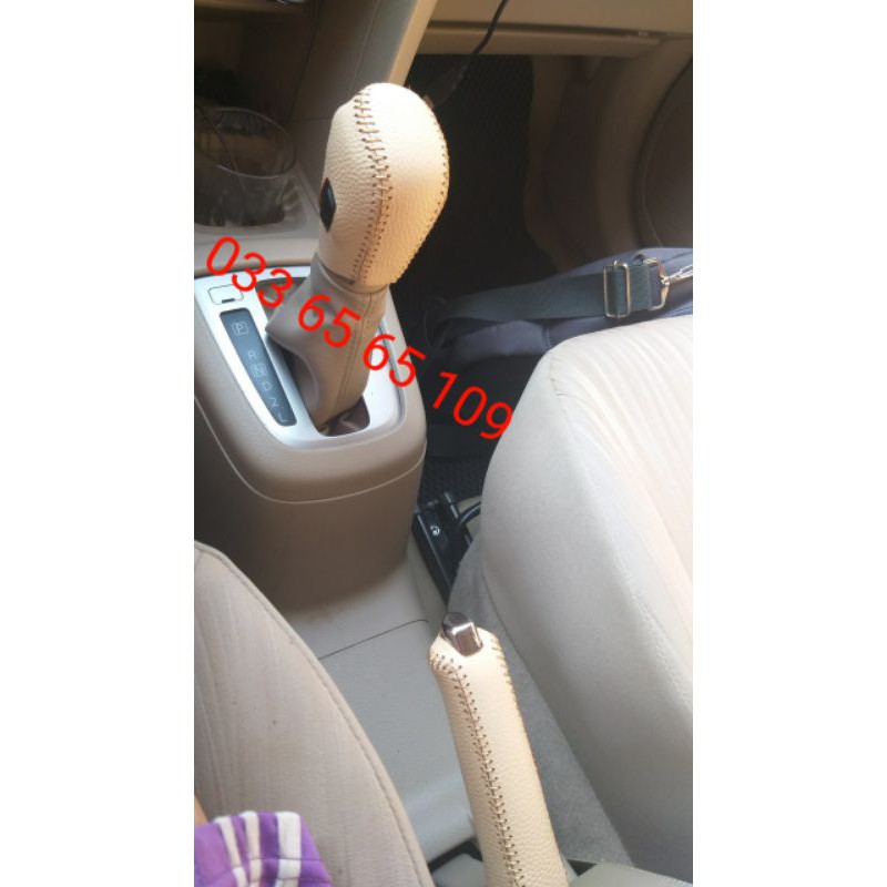 Combo bọc da cần số + phanh tay xe Suzuki Ertiga, XL7, Swift, Caiz bằng da bò, hàng loại 1