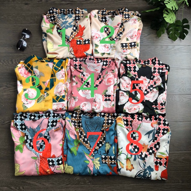 set đồ bộ pijama lụa satin tay dài quần dài họa tiết tết 2020 | BigBuy360 - bigbuy360.vn