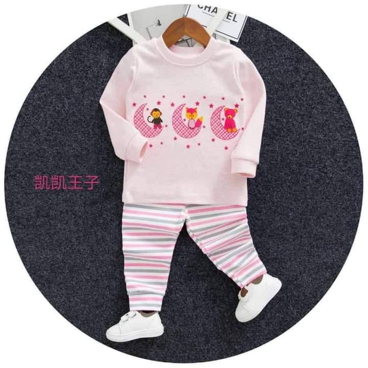 Bộ cotton nỉ quảng châu DÀY ẤM cho bé trai bé gái size nhí (9-15kg)