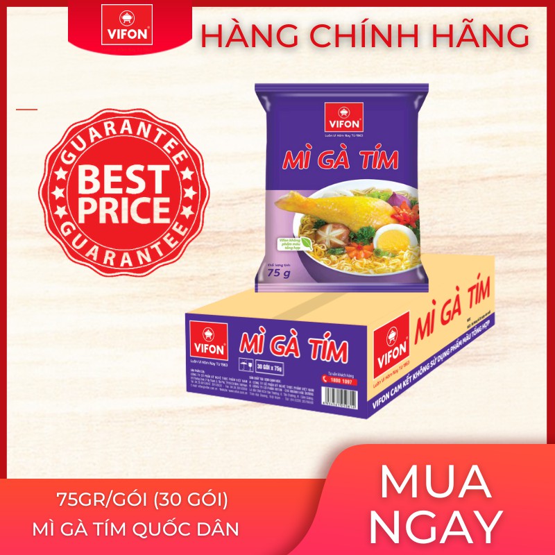 Thùng 30 Gói Mì Gà Tím VIFON 75g/Gói