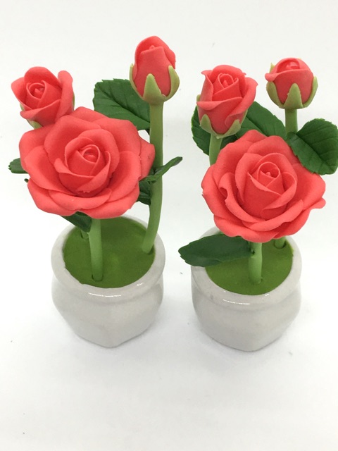 Hoa hồng mini đất sét Thái trang trí bàn