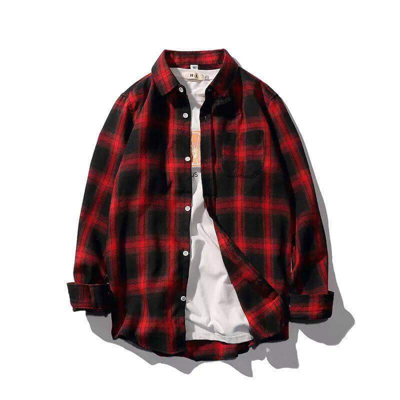 [COMBO] ÁO SƠ MI FLANNEL CARO TẶNG ÁO THUN TRẮNG