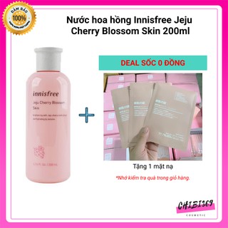 Nước hoa hồng dưỡng trắng Innisfree Jeju Cherry Blossom Skin 200ml dưỡng trắng, cân bằng độ pH trên da.
