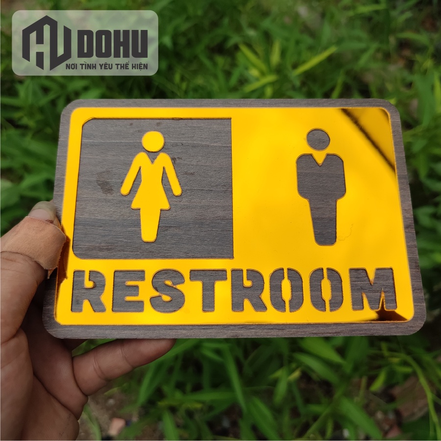 Bảng Gương Vàng Nhà Vệ Sinh - Toilet - WC Nam Nữ - Sang Trọng  - DH111